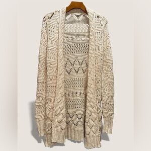 Lucky Brand Cream Crochet Cardigan size M
